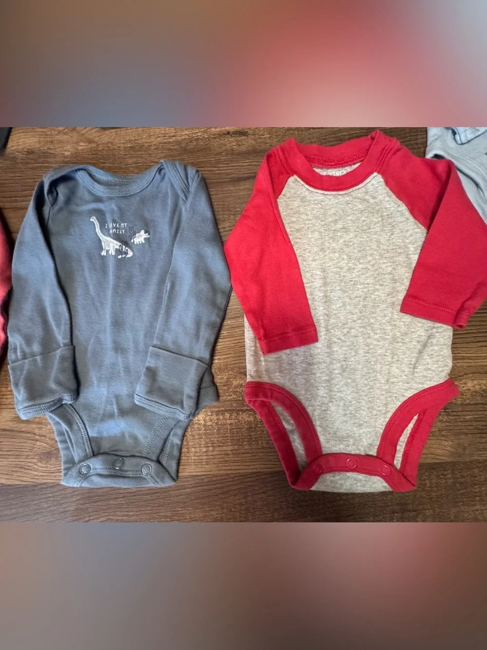 Carter's Long-Sleeve Baby Bodysuit Bundle in Blue, Red, Green, Gray